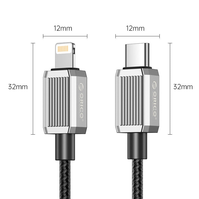 ORICO GQZ29 (1m / 1.5m / 2m) USB Type C to Lightning Fast Charging Data Cable 14.5V/2A PD 29W, 480Mbps Transmission Rate, Nylon-Braided Zinc Alloy for iPhone, iPad, Air Pods