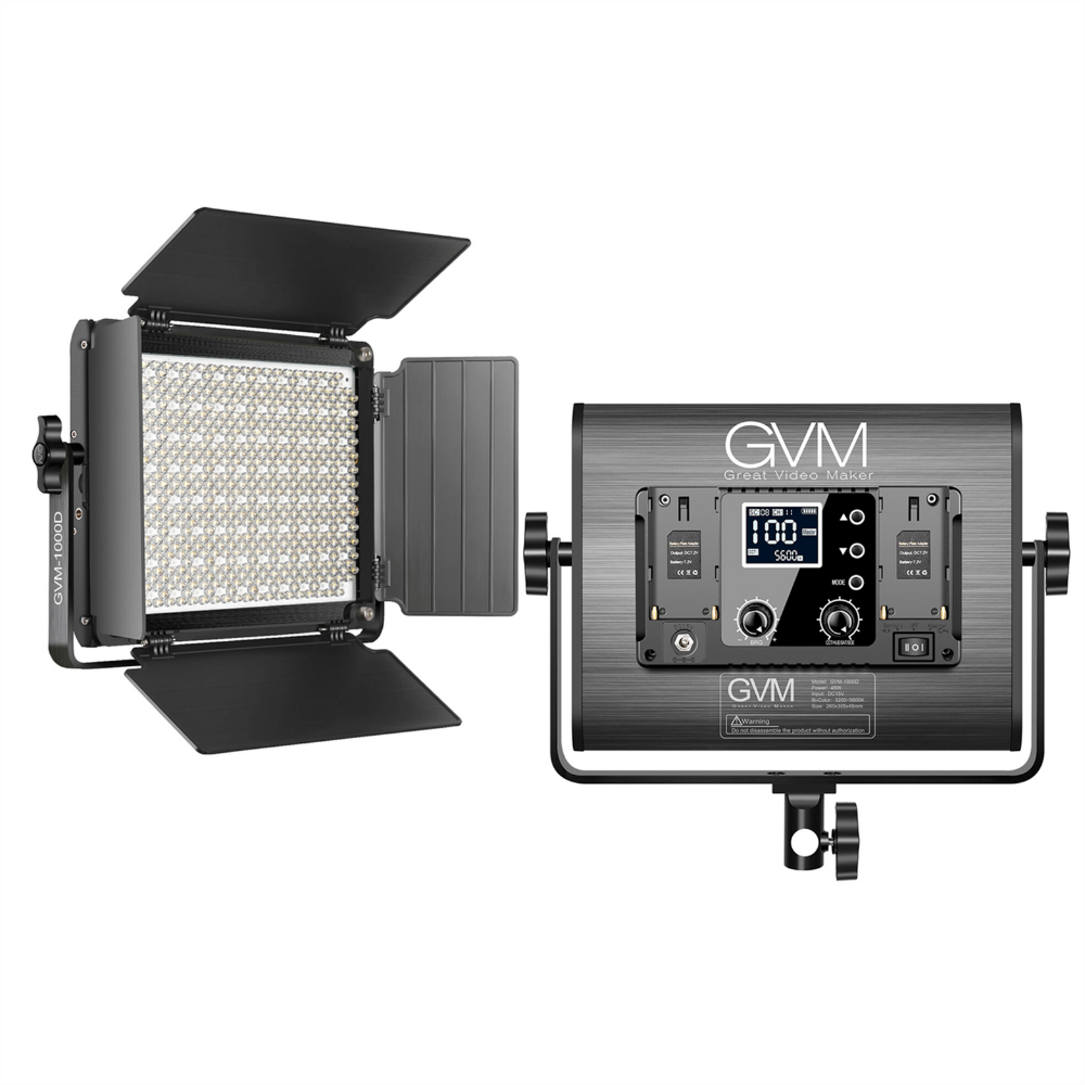 GVM 1000D RGB LED Light Panel 2-Light | 3-Light Kit Set with Onboard Controls, App Connect Bluetooth, 8 Lighting Effect Presets for Studio Photo Video Equipment