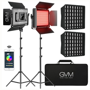 GVM 1000D RGB LED Light Panel 2-Light | 3-Light Kit Set with Onboard Controls, App Connect Bluetooth, 8 Lighting Effect Presets for Studio Photo Video Equipment