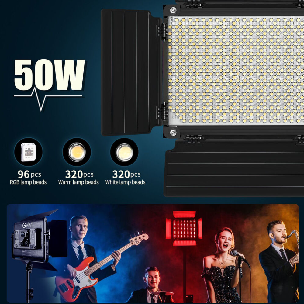 GVM 1000D RGB LED Light Panel 2-Light | 3-Light Kit Set with Onboard Controls, App Connect Bluetooth, 8 Lighting Effect Presets for Studio Photo Video Equipment