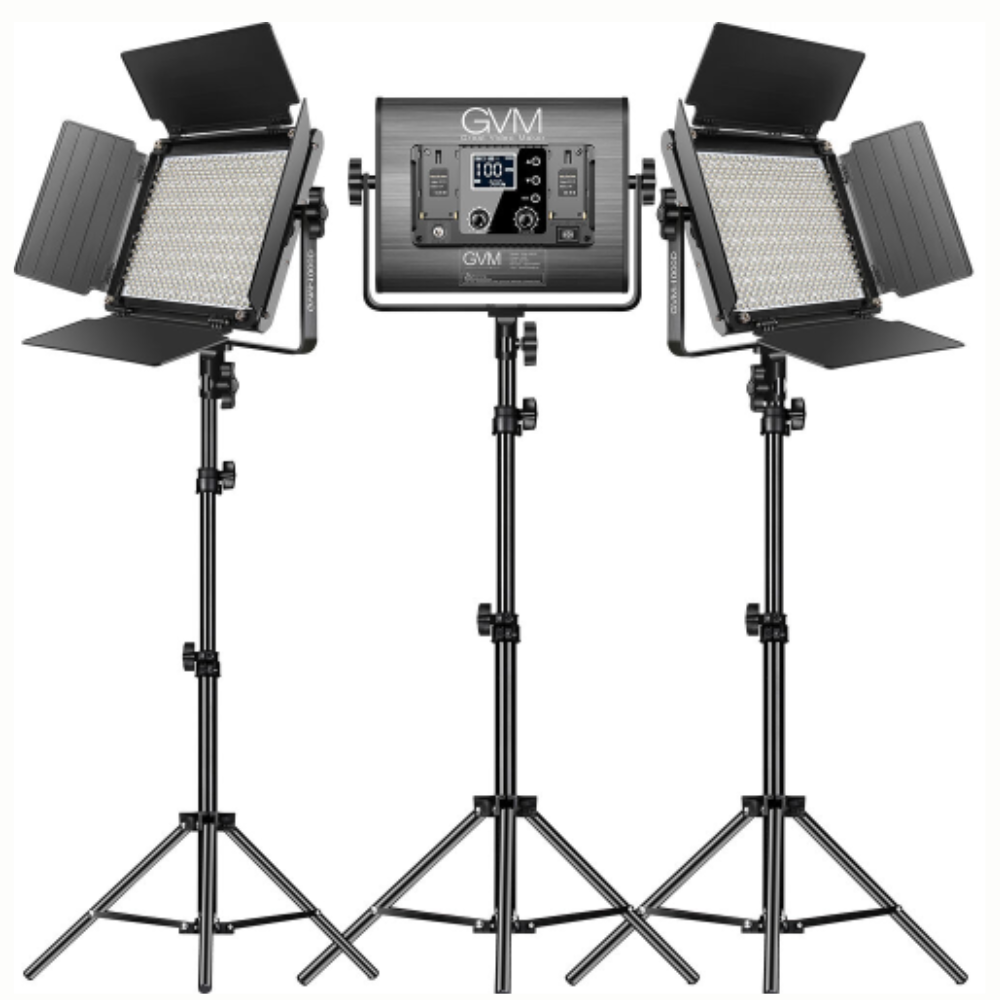 GVM 1000D RGB LED Light Panel 2-Light | 3-Light Kit Set with Onboard Controls, App Connect Bluetooth, 8 Lighting Effect Presets for Studio Photo Video Equipment