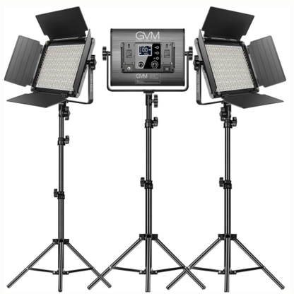GVM 1000D RGB LED Light Panel 2-Light | 3-Light Kit Set with Onboard Controls, App Connect Bluetooth, 8 Lighting Effect Presets for Studio Photo Video Equipment