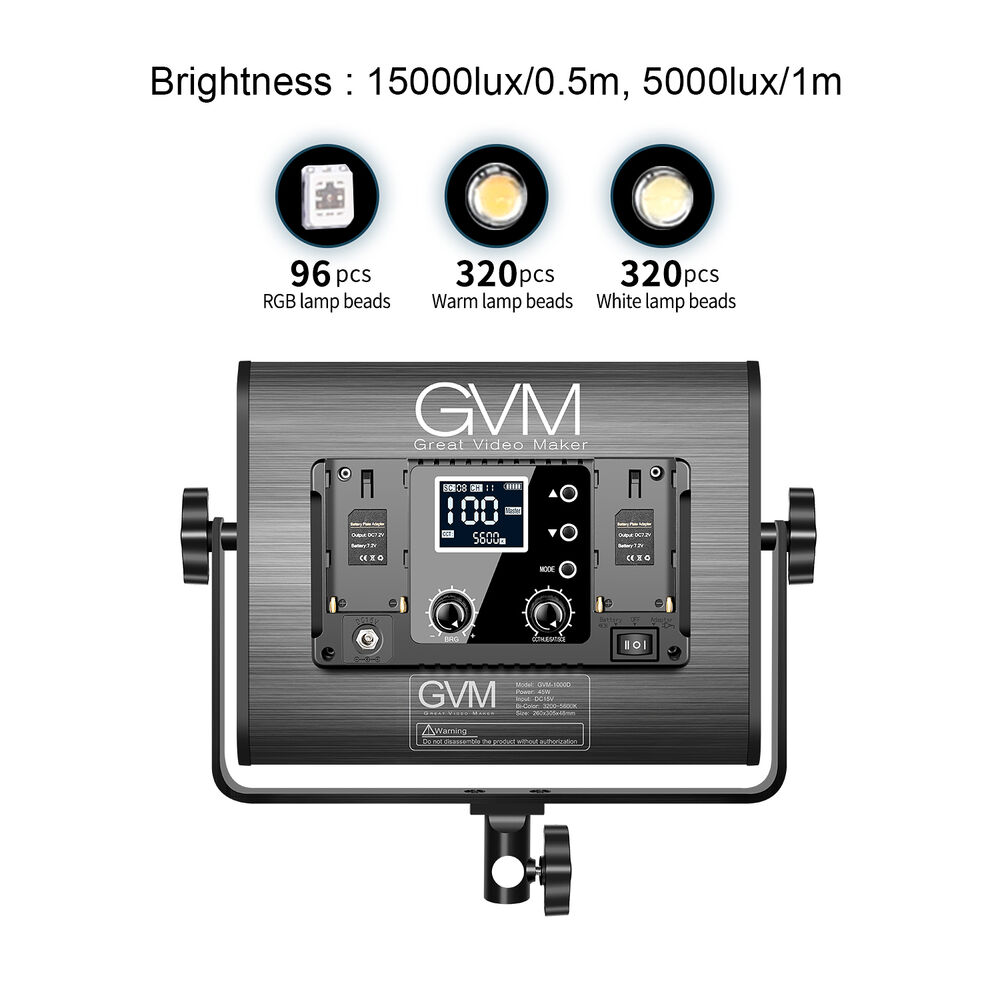 GVM 1000D RGB LED Light Panel 2-Light | 3-Light Kit Set with Onboard Controls, App Connect Bluetooth, 8 Lighting Effect Presets for Studio Photo Video Equipment