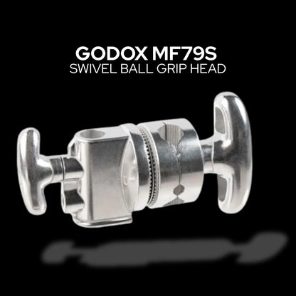 Godox MF79S Swivel Ball Grip Head for C-Stand with 5/8" Universal Standard Spigot Stud Mount Adapter for Professional Photography Lighting and Studio Equipment - Silver