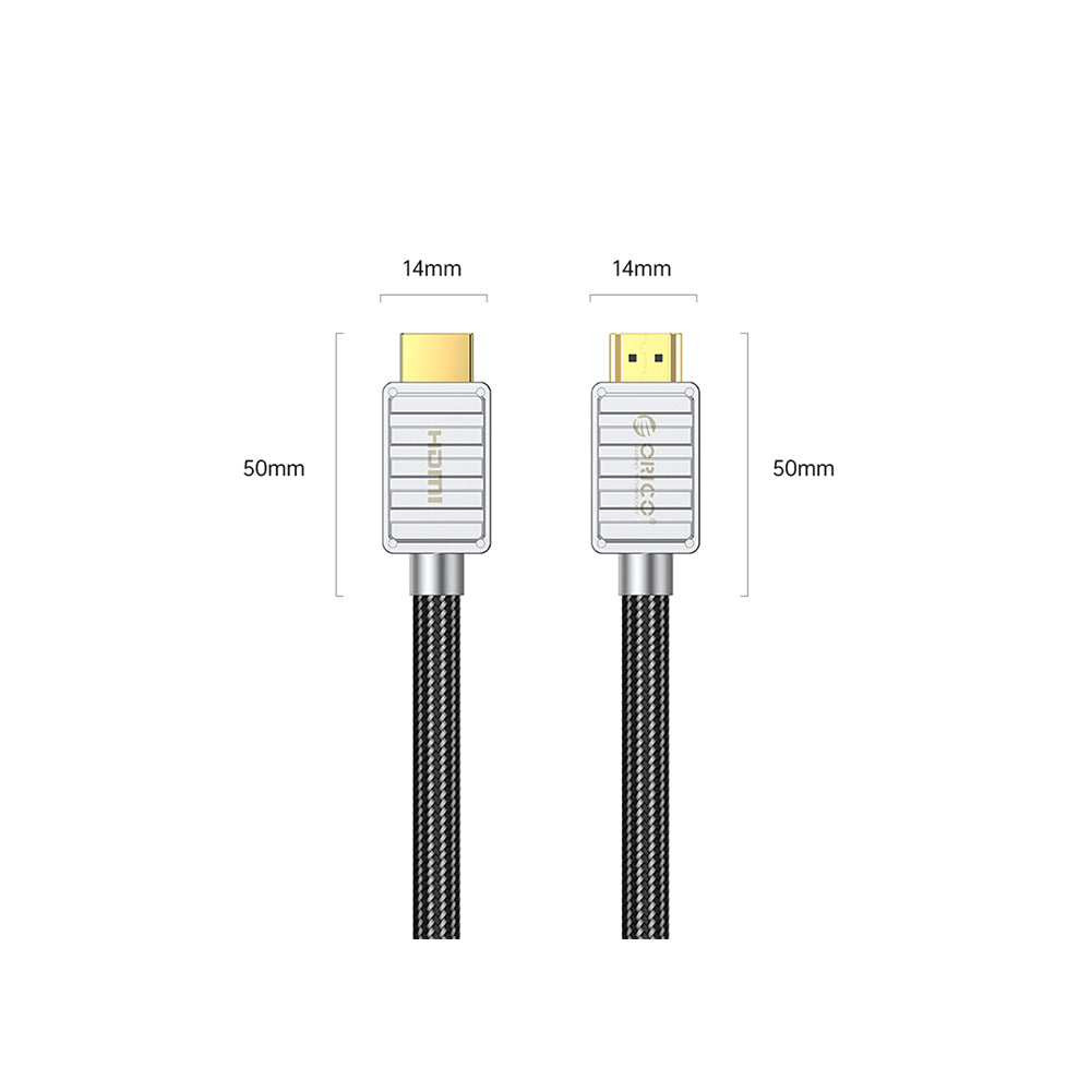 ORICO 2M H8CY Series 8K 60Hz UHD Gold Plated Braided HDMI 2.1 Video Cable with HDR Display, 48Gbps High Bandwidth Rate, 240Hz Refresh Rate, Backward Compatible for Monitors, TV, Desktop PC Computer Laptop | Black