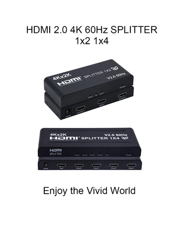 ArgoX 1x4 HDMI 2.0 Splitter with 4K 60Hz, Supports 3D, 6Gbps Data Rate and TMDS Clock, Built-in IR Extension Fucntion, AWG26 HDMI Cable for DVD Player, A/V Receiver, Set Top Boxes | HDSP4-V2.0