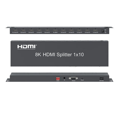 ArgoX Ultra HD HDMI Splitter 1X10 - 8K 60Hz 10 Port Input Video Switcher with IR Control Function, Supports HDR 3D Video Format, EDID Management, Output Downscaling for TV, Monitor, Projector, PC | HDSP8K-10