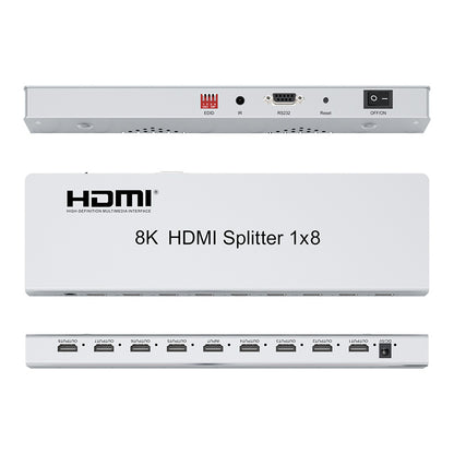 ArgoX Ultra HD 2.0 HDMI Splitter 1X2 / 1X4 / 1X8 - 8K 60Hz Input Video Switcher with IR Control Function, Supports HDR 3D Video Format, EDID Management, Output Downscaling for TV, Monitor, Projector, PC | HDSP8K-2 HDSP8K-4 HDSP8K-8