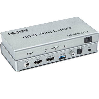 ArgoX HDVC9 4K 60Hz HDMI Video Capture U3 with Loop, Power Adapter USB, USB3.0 Cable, RCA Port, Supports 6Gbps Data Rate and TMDS Clock, Deep Color, AWG26 HMDI, Uncompressed YUY2, and VLC/OBS/Amcap