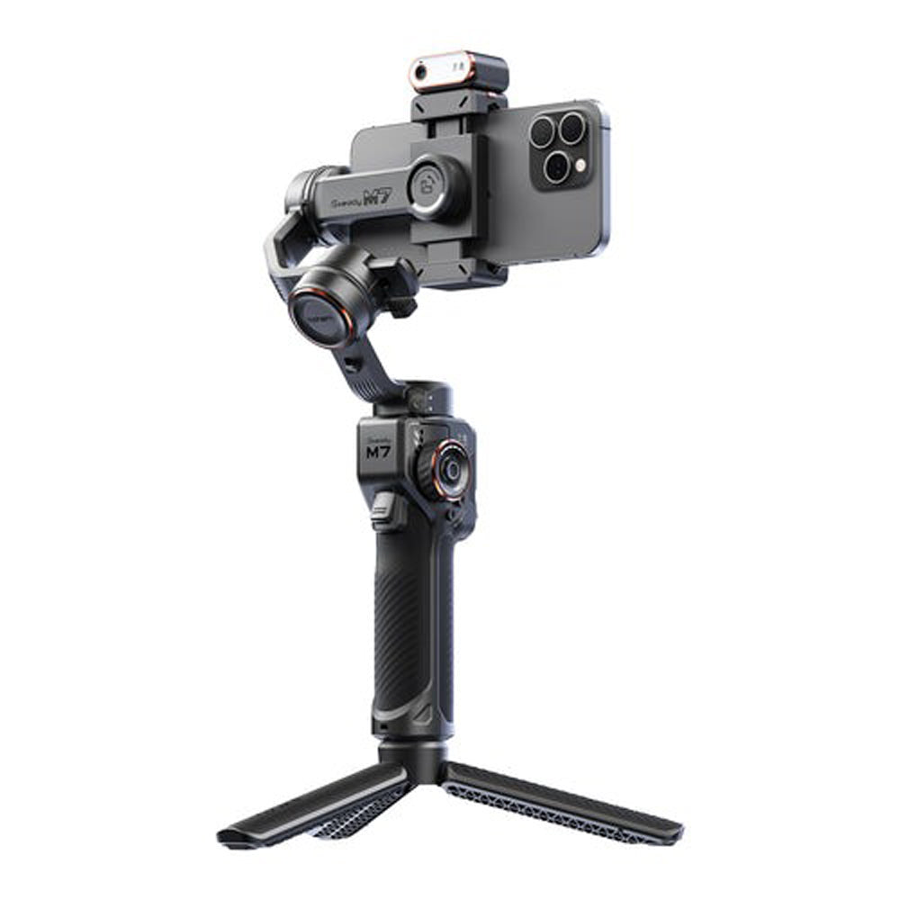 Hohem iSteady M7 AI Tracking Smartphone Gimbal Stabilizer with Touchscreen Remote Control, Advance Magnetic AI Tracker with RGB Fill Light, 360° Infinite Pan Rotation, 19.3cm Extension Pole & Tripod Legs for Vlogging & Live Streaming