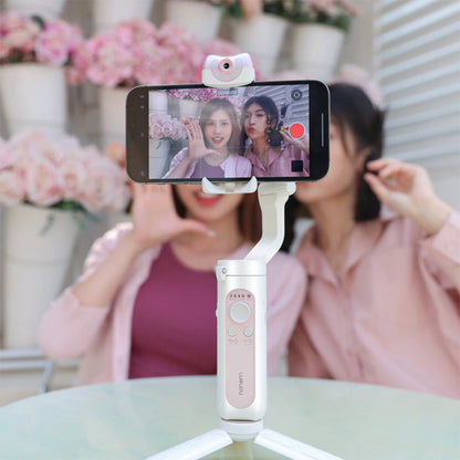 Hohem iSteady V2S Kit Foldable 3-Axis Auto Face AI Tracking Smartphone Gimbal with Tripod, USB Type C, Built-in AI Vision Sensor, LED Fill Light, Quick Roll Switch, Long Battery Life | White