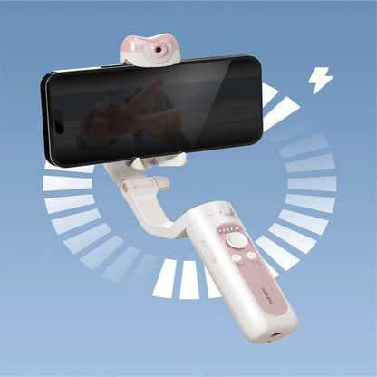 Hohem iSteady V2S Kit Foldable 3-Axis Auto Face AI Tracking Smartphone Gimbal with Tripod, USB Type C, Built-in AI Vision Sensor, LED Fill Light, Quick Roll Switch, Long Battery Life | White