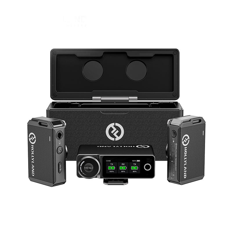 Hollyland LARK MAX Wireless Lavalier Microphone System Transmitter Receiver 2.4GHz with 820ft (250m) Range, Built-in Omni Mics, ENC Noise Cancellation, 8GB Memory, 22-Hour Battery Life for Camera, iPhone, iPad, Android, Computer