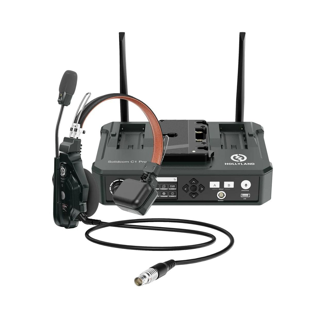 Hollyland Solidcom C1-PRO 6S / C1-PRO 4S / C1-PRO 8S 1.9GHz True Wireless DECT Intercom System Headsets Full-Duplex with Push-to-Talk Function, Two-Mic Environmental Noise Cancellation for Professional Filmmaking