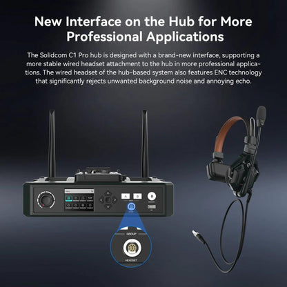 Hollyland Solidcom C1-PRO 6S / C1-PRO 4S / C1-PRO 8S-HUB 1.9GHz True Wireless DECT Intercom System Headsets Full-Duplex with Push-to-Talk Function, Two-Mic Environmental Noise Cancellation for Professional Filmmaking