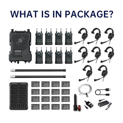 Hollyland Solidcom M1 1.9GHz Full Duplex Wireless Intercom Solution with 8 Belt packs and LEMO Headsets up to 400m Range, Multi-Device Cascade, Removable Li-ion Batteries and Sidetone Function for Professional Filmmaking