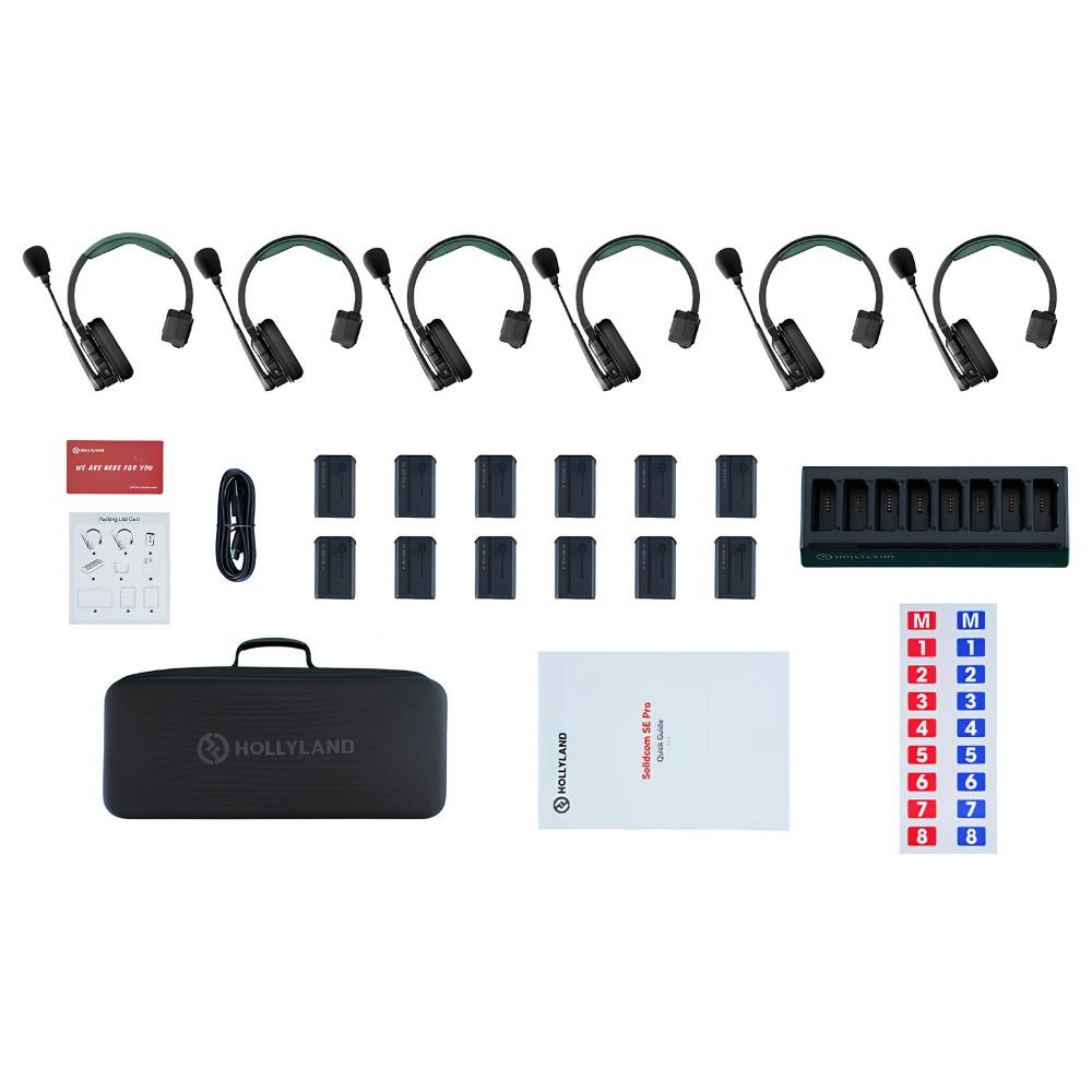 Hollyland Solidcom SE Pro Wireless Intercom System 4-Set / 6-Set – Full‑Duplex Single‑Ear Headset, 1.9GHz