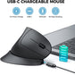 iClever Wireless Ergonomic Mouse 4 DPI 800/1200/1600/2400 (Plug & Play) with Built-In 500mAh Battery, USB 2.4G Receiver Dongle, Type C Charging Cable, Adjustable Tilt for PC, Laptop, Computer - Support Windows OS | E03-1999N-04