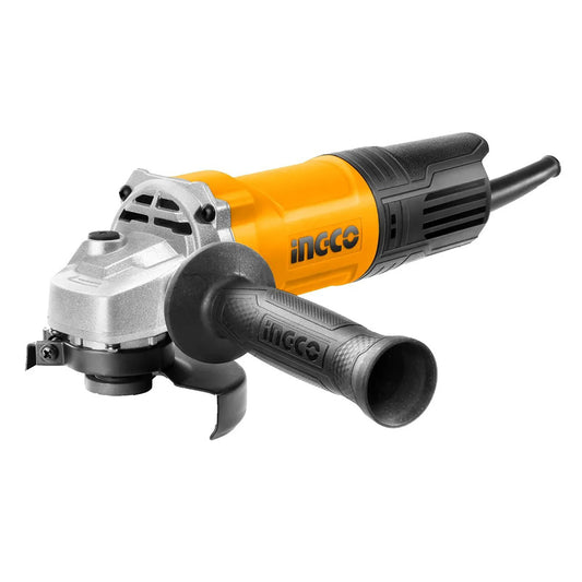 INGCO 750W Electric Angle Grinder with 240V, 11000rpm, 4" Disc Diameter, M10 Spindle Thread, and Auxiliary Handle for Wood, Metal, and Concrete | AG70012
