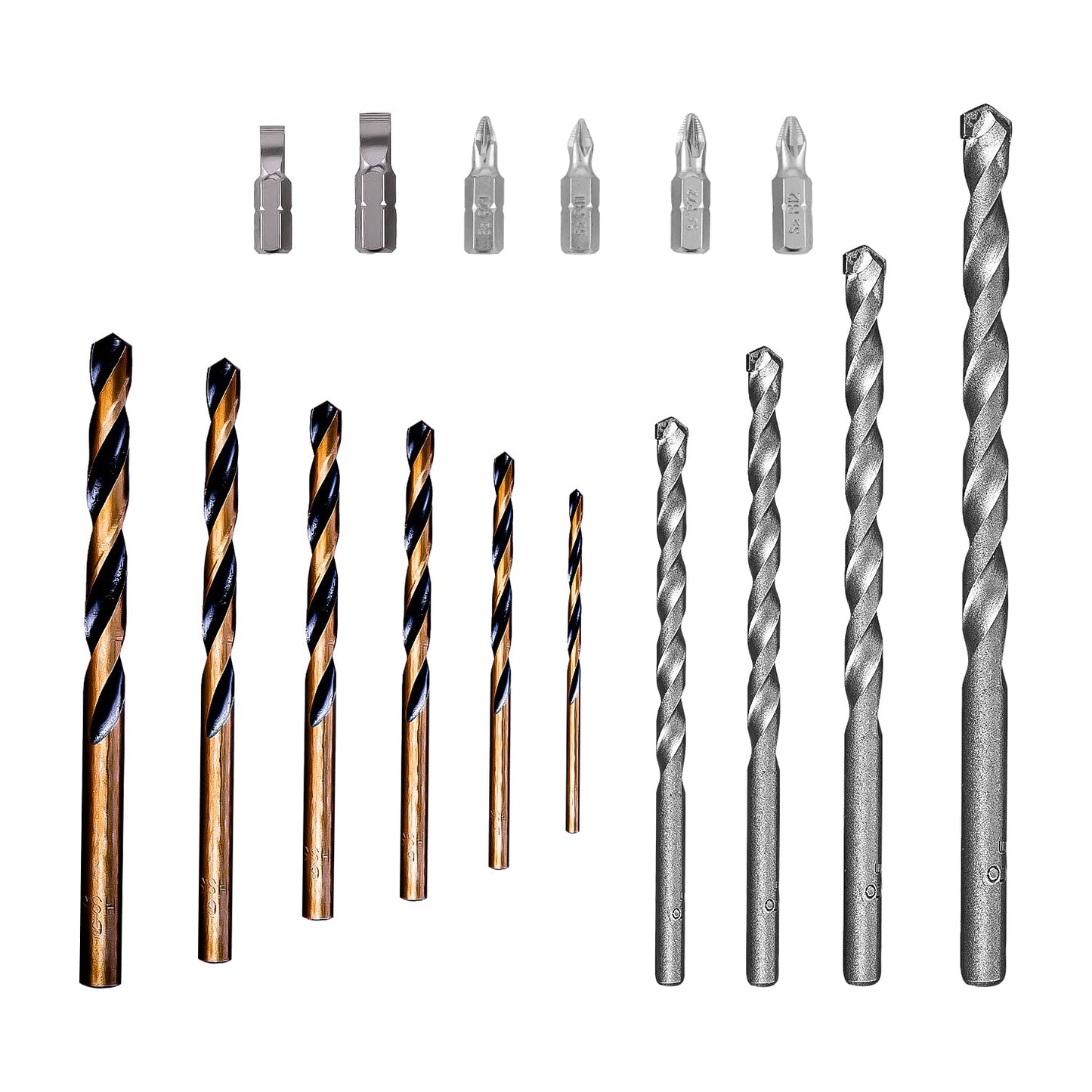 [CLEARANCE] INGCO 16pcs Drill Bits and Screwdriver Bits Set (6pcs HSS Twist Drill Bits, 4pcs Masonry Drill Bits, and 6pcs 25mm Screwdriver Bits) | AKSDB9165