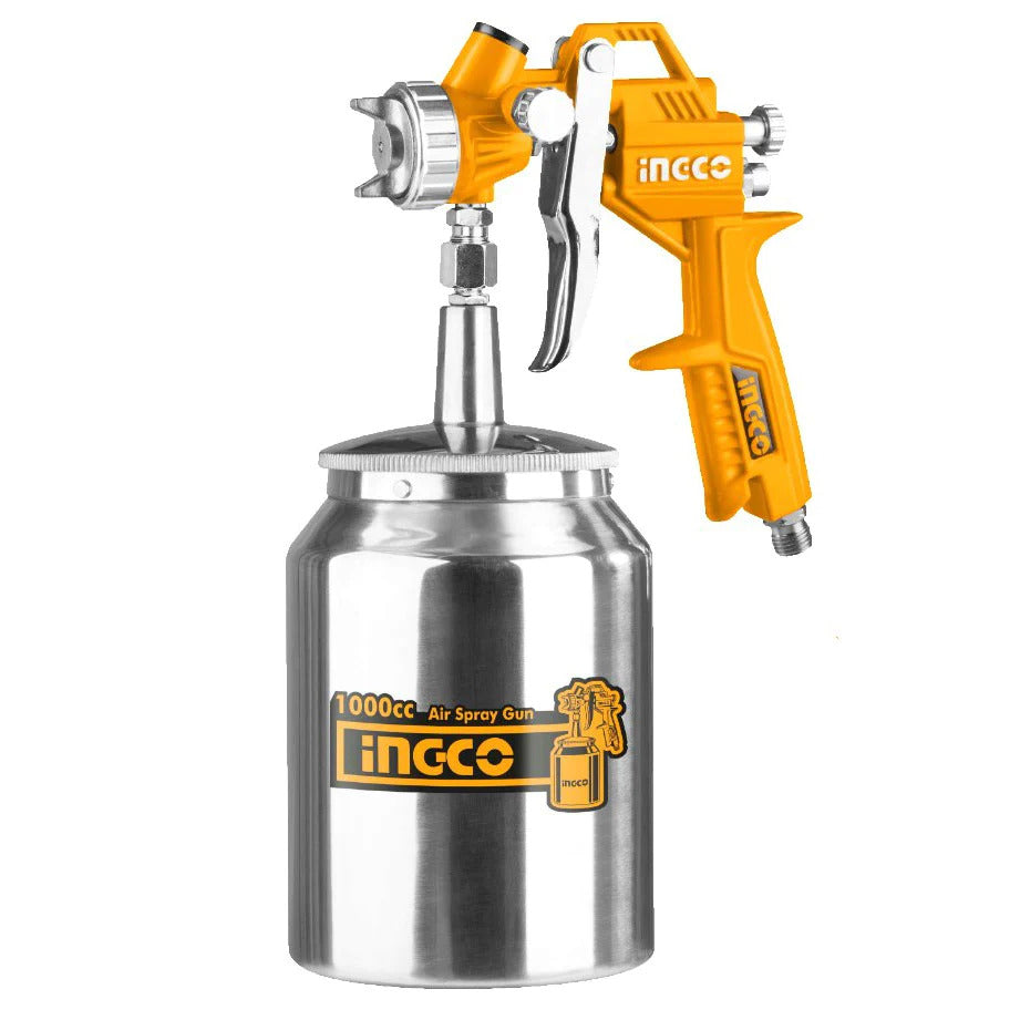 INGCO ASG3101 Air Paint Spray Gun Suction Type for Base Coat with 1000cc Paint Capacity, 1.5mm Standard Nozzle, Up to 4bar Operating Pressure