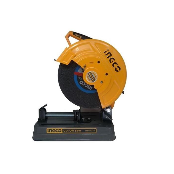 INGCO COS35538 2350W Industrial Cut-Off Saw Machine with 3800rpm, 355mm Cutting Disc, 14" Copper Wire Motor, Safety Lock, Fast Clamping System, and Lock-on Switch