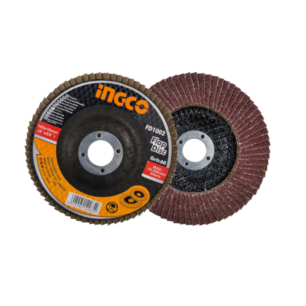 INGCO 100x16mm 60 / 80 / 120 / 320 Grit Flap Sanding Disc for Angle Grinder & Orbital Sander Power Tools Replacement Parts & Accessories | FD1002 FD1003 FD1005P FD1008P