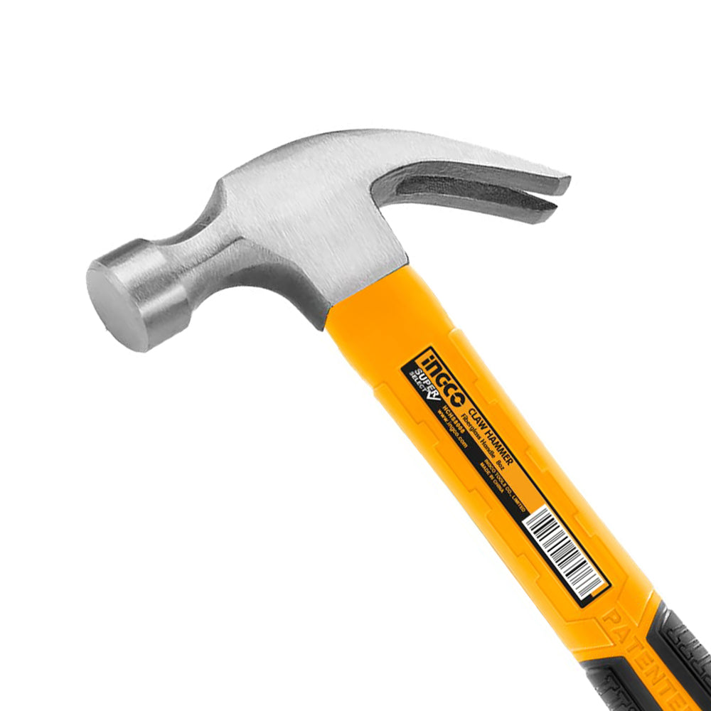 INGCO 8oz Claw Hammer Super Select with Fiberglass Handle, Drop-forged Hammerhead for Heat Treament | HCHS8008