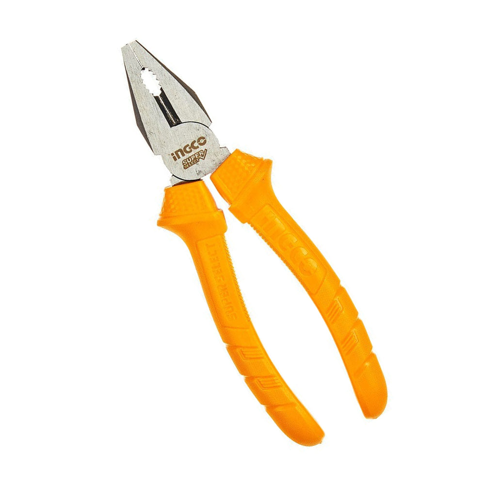 [CLEARANCE] INGCO 8" Combination Pliers SS Super Select with One Color Handle, Polish, and Anti-Rust Oil | HCP12200