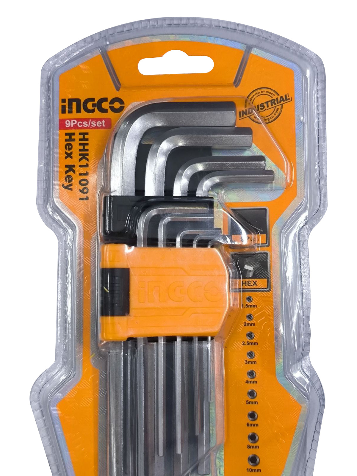 INGCO Hex Allen Key Wrench Set (Long Arm) (9pcs) Cr-V Material for Heat Treatment and Chrome Plate | HHK11091