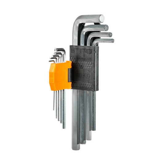 INGCO Hex Allen Key Wrench Set (Long Arm) (9pcs) Cr-V Material for Heat Treatment and Chrome Plate | HHK11091