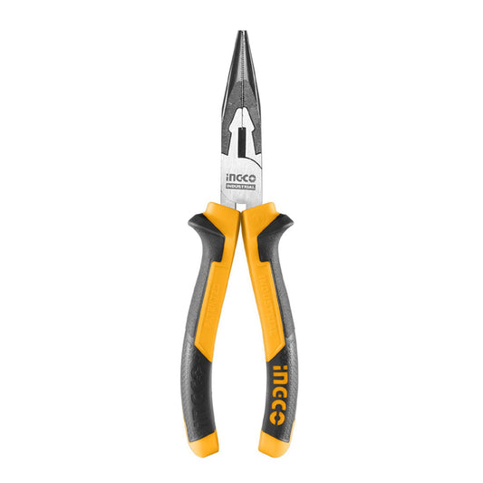 INGCO 6" inches Industrial Long Nose Pliers TPR Two-Color Handle Cr-V Material | HLNP28168