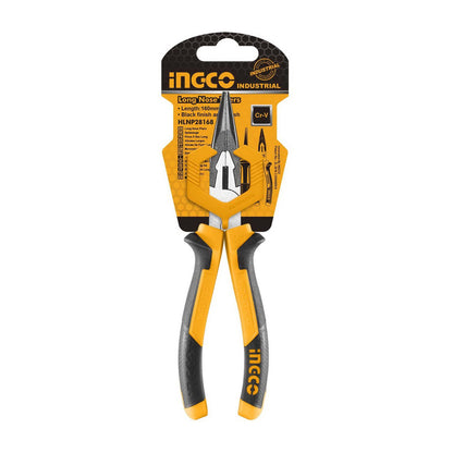 [CLEARANCE] INGCO 6" Industrial Long Nose Pliers TPR Two-Color Handle Cr-V Material | HLNP28168