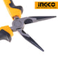 INGCO 6" inches Industrial Long Nose Pliers TPR Two-Color Handle Cr-V Material | HLNP28168