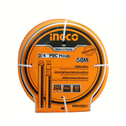 Ingco HPH5001 50M PVC Light Duty 3/4" Garden Hose Opaque with 300psi Burst Value for Gardening Equipment and Accessories