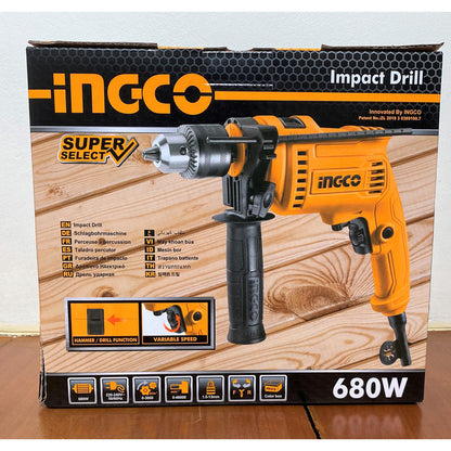 [CLEARANCE] INGCO ID68016P 680W Electric Impact Drill SP Super Select with 3000rpm, Hammer Function, Forward/Reverse Switch, and Fixed Variable Speed for Metal, Wood, Concrete