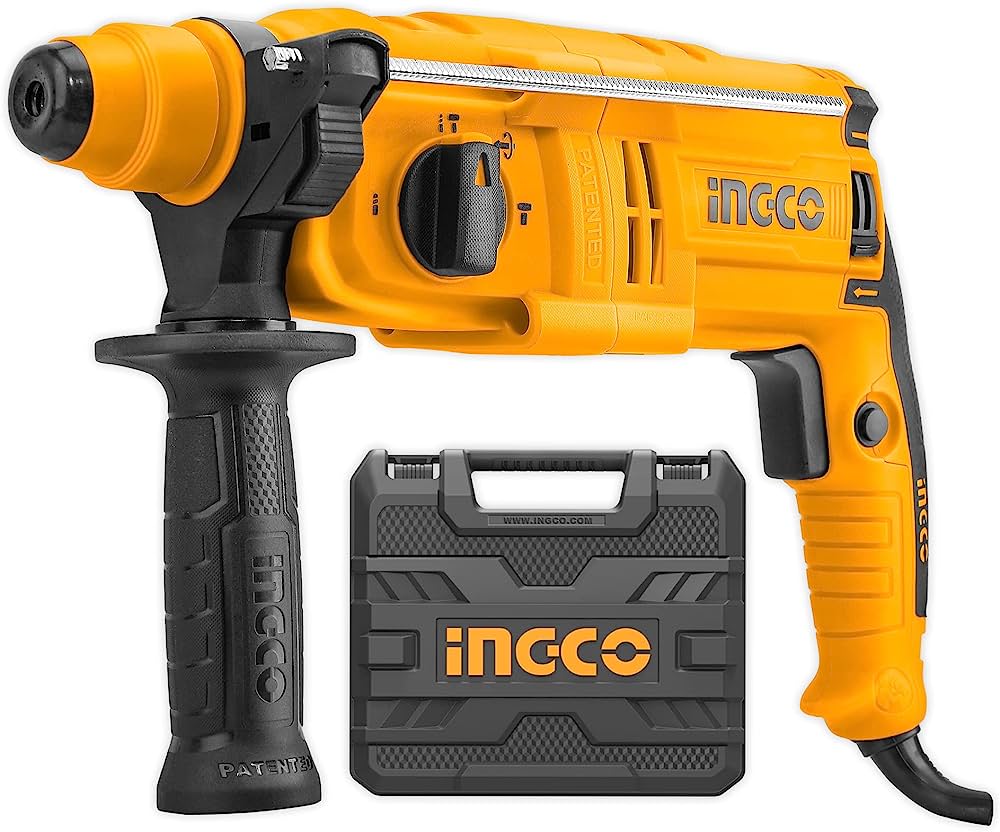 INGCO 650W Industrial Rotary Drill Hammer SDS Plus Chuck System with 3 SDS Plus Drills, 1700rpm | RGH6528
