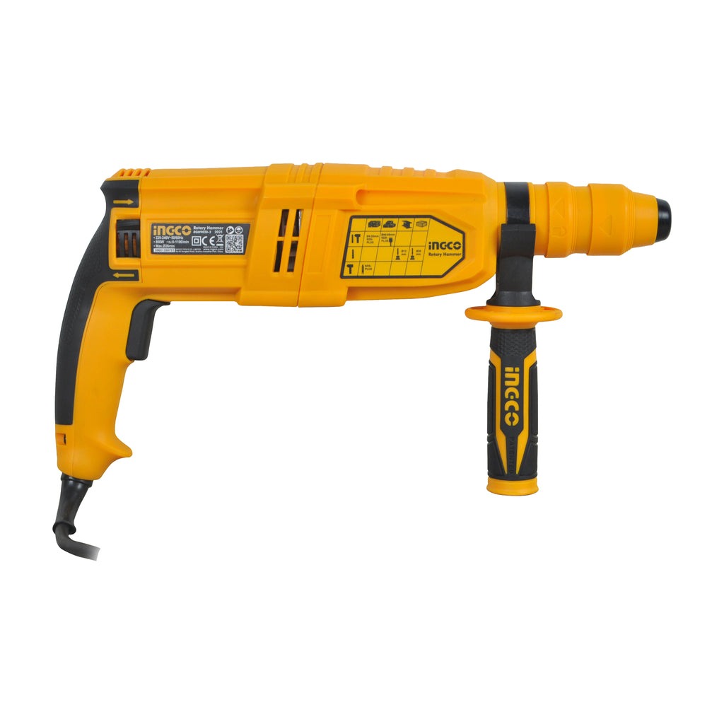 [CLEARANCE] INGCO 800W Industrial Rotary Drill Hammer SDS Plus Chuck System with 1100rpm, Quick Change Chuck, 3 Drills, and 2 Chisels | RGH9028-2