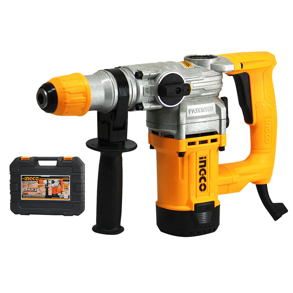 INGCO 1050W Industrial Rotary Hammer Drill SDS Plus Chuck System with 1100rpm, Hammer, Chisel, and Drill Functions | RH10506