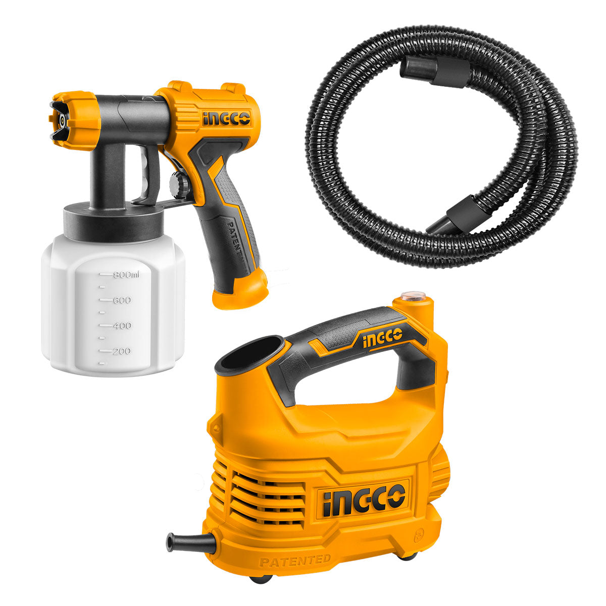 INGCO 550W 800ml HVLP Electric Spray Paint Gun with Viscosity Measuring Cup, Nozzle Cleaning Needle, and Shoulder Strap | SPG5008