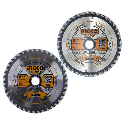 INGCO 9-1/4" inches Industrial TCT Saw Blade Super Select 40T (2pcs/Set) Blade for CS2358 Circular Saw Wood Cutting | TSB1235252