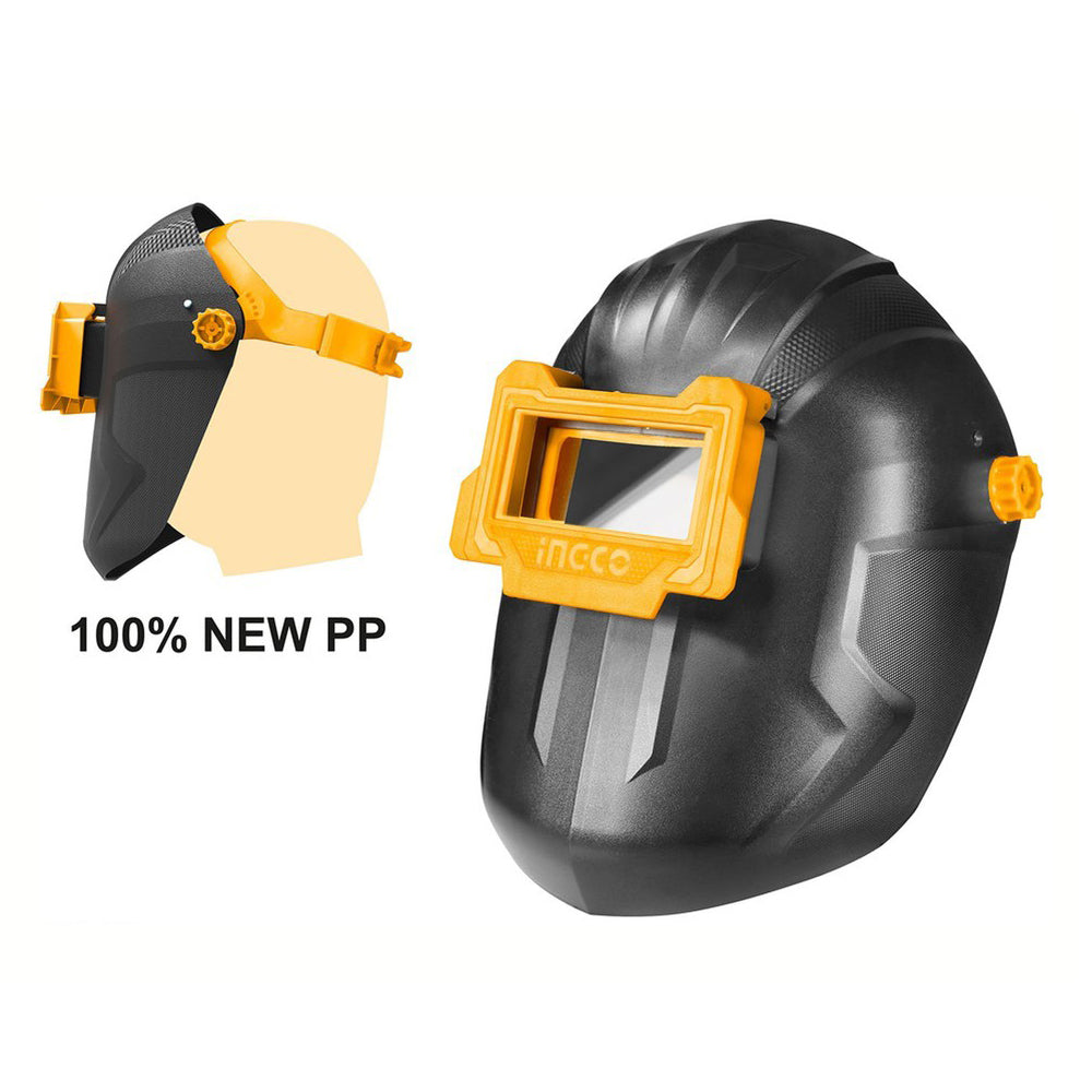 INGCO WM101 Welding Mask 100% PP Movable Type Glass Welding Tool with Clear Protection Glass