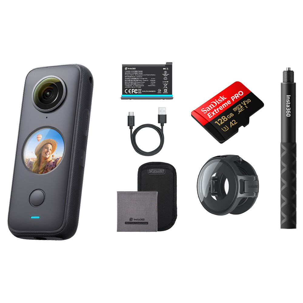 Insta360 ONE X2 Pocket 360 Camera Waterproof Steady Cam 5.7K 30fps with Stabilization, AI Editing, Deep Track, HDR Support, 4 Mics