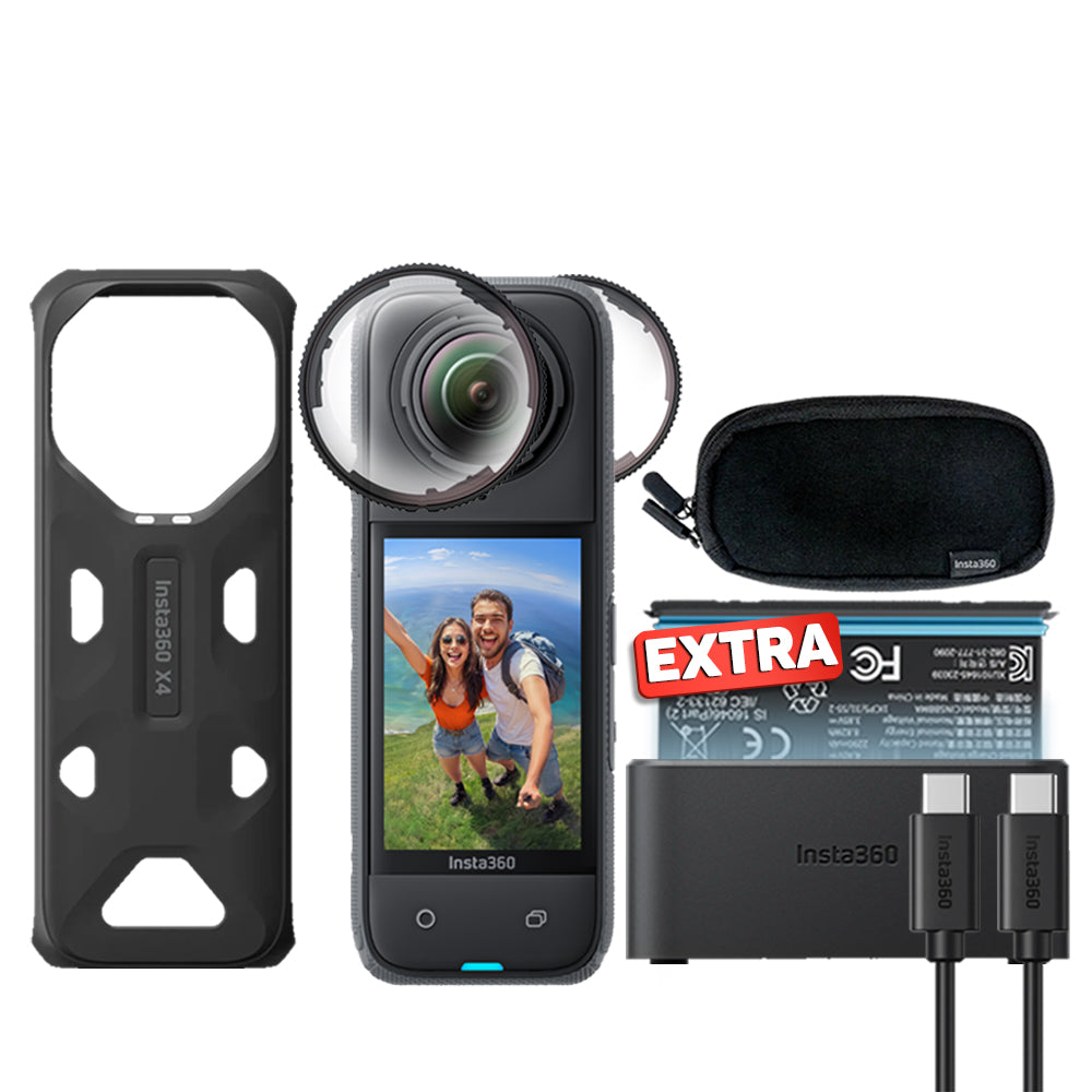 Insta360 ONE X4 Pocket 360 Vlog Kit 8K Action Camera with Waterproof Max 33ft, 2290mAh with 135Mins Runtime, 1/2" 72MP Sensor, 5.7K 60FPS Dual Lens, Active HDR, 2.5 Touchscreen LCD for Content Creators, Vloggers, Videographers