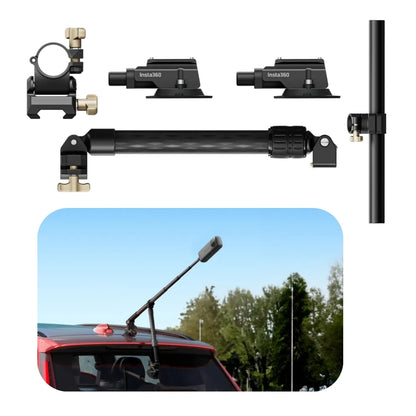 Insta360 Dual Suction Cup Car Mount Kit for Action Camera with Carbon Fiber Support Bar and Invisible Selfie Stick Rod Adapters CINSBAVC
