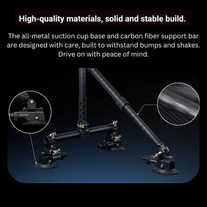 Insta360 Dual Suction Cup Car Mount Kit for Action Camera with Carbon Fiber Support Bar and Invisible Selfie Stick Rod Adapters CINSBAVC