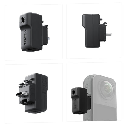 Insta360 X4 Mic Adapter with 3.5mm Microphone Jack and USB Type C Charging Extension Ports for Action Camera CINSBBMC
