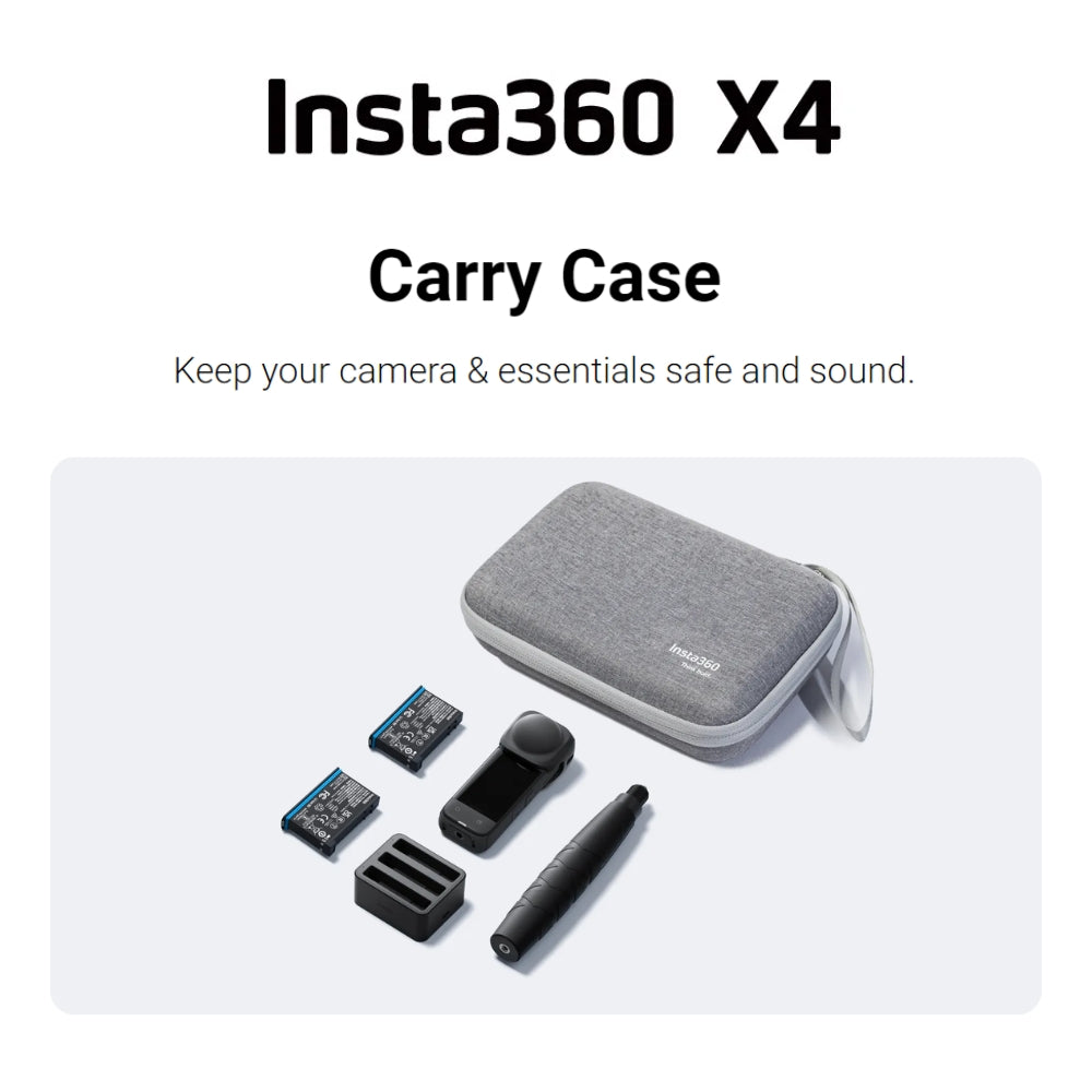 Insta360 X4 Carry Case Protective Bag with Snug-fit Molded Dividers for Action Camera, 85cm Selfie Stick, Fast Charge Hub, and Mesh Pockets for Batteries CINSBBMH