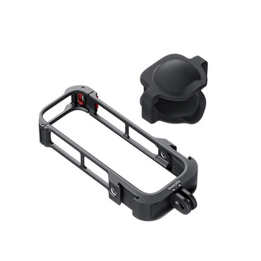 Insta360 X4 Utility Frame with Silicone Lens Cover and Protective Metal Cage for Action Camera with 1/4" Attachment Threads and Cold Shoe Mounts CINSBBML