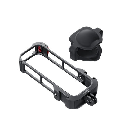 Insta360 X4 Utility Frame with Silicone Lens Cover and Protective Metal Cage for Action Camera with 1/4" Attachment Threads and Cold Shoe Mounts CINSBBML